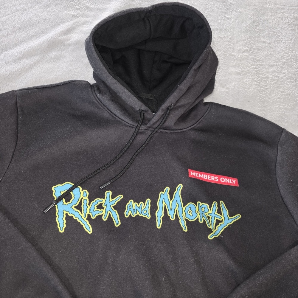 Adult Swim Rick and Morty Members Only Mens‎ Sweatshirt Hoodie Size Large